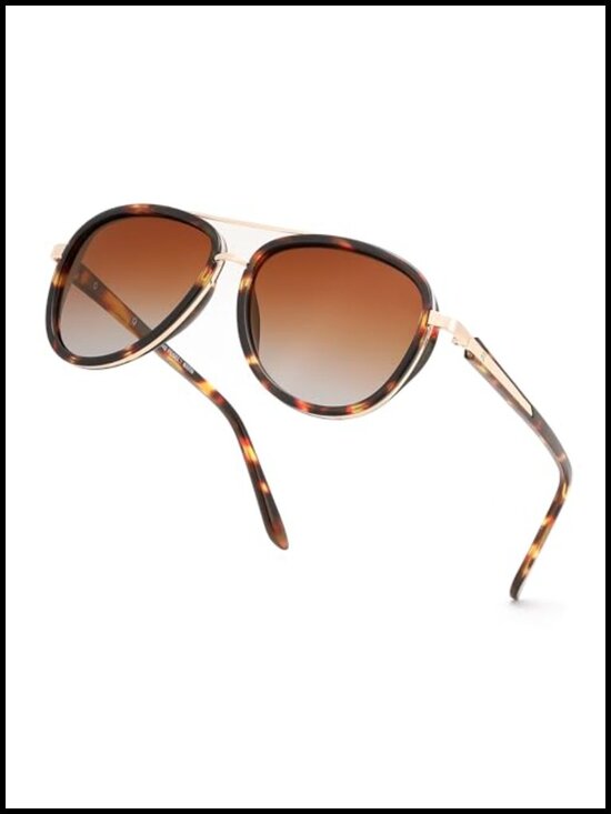 Vintage Square Aviator Sunglasses - Polarized UV400 Retro Style main image 5